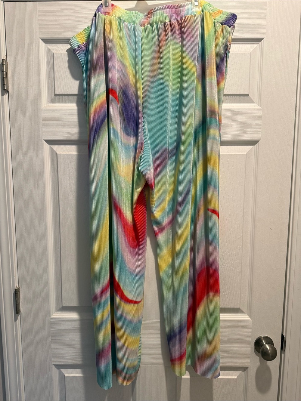 Wide Leg Ribbed Multicolor Pants - Picture 2 of 5